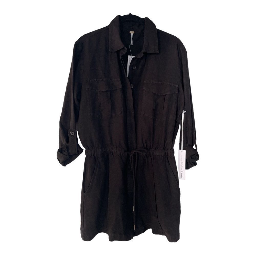 NWT Young Fabulous & Broke Lakeside Linen Romper in Black S - Picture 3 of 9